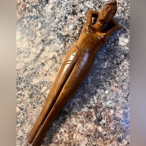 Vintage Collectible Hand-Carved Wooden Nude Lady Nutcracker